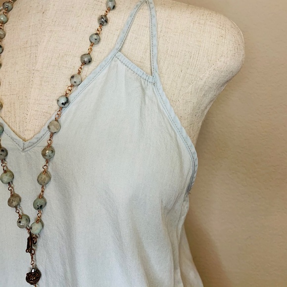 NAKED ZEBRA Chambray Halter Tank - Picture 7 of 9